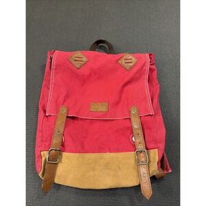 American Eagle Outfitters Canvas Backpack Draw String Faux Leather Trim